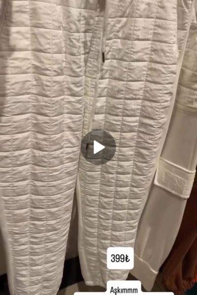 ÖN PARAŞÜT DETAY ARKA 3 İP EŞOFMAN ALTI Beyaz