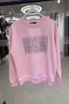 ORTADA GES YAZILI TAŞLI ŞARDONSUZ SWEAT  Pembe