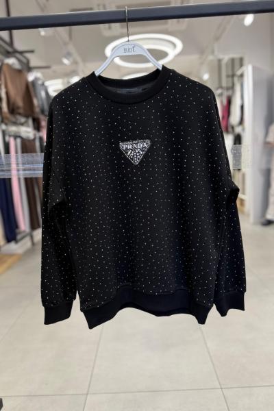 PR ÖN FULL TAŞLI ŞARDONSUZ SWEAT 65 CM  Siyah