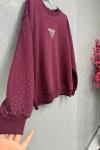 PR ÖN FULL TAŞLI ŞARDONSUZ SWEAT 65 CM  Bordo