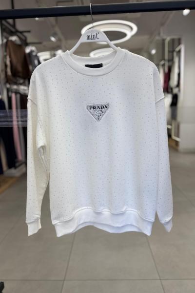 PR ÖN FULL TAŞLI ŞARDONSUZ SWEAT 65 CM  Beyaz