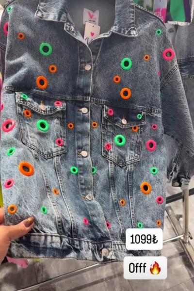 RENK DETAYLI KOT CEKET Mavi