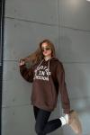 ROOTED YAZILI KAPŞONLU SWEAT  Acı Kahve