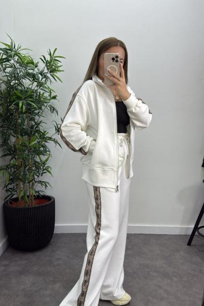 ŞARDONLU GES FERMUARLI İKİLİ TAKIM  Beyaz