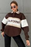 ŞARDONLU CALIFORNIA YAZILI SWEAT  Acı Kahve