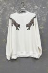 ŞARDONLU İKİ TARAFI KAPLAN BASKI SWEAT Beyaz