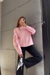 ŞARDONLU KOL NAKIŞ DETAY SWEAT  Pembe