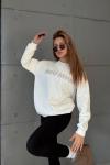 ŞARDONLU MI MI TAŞLI SWEAT  Beyaz