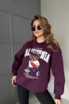 ŞARDONLU CALIFORNIA YAZILI SWEAT  Mor