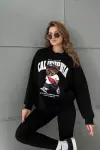 ŞARDONLU CALIFORNIA YAZILI SWEAT  Siyah