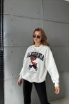 ŞARDONLU CALİFORNİA YAZILI SWEAT Beyaz