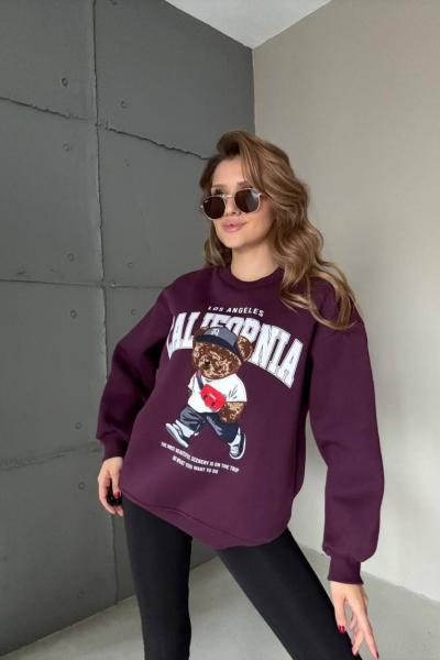 ŞARDONLU CALİFORNİA YAZILI SWEAT Mor