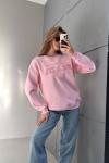 ŞARDONLU PR KABARTMALI SWEAT  Pembe