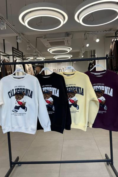 ŞARDONLU CALIFORNIA YAZILI SWEAT Sarı