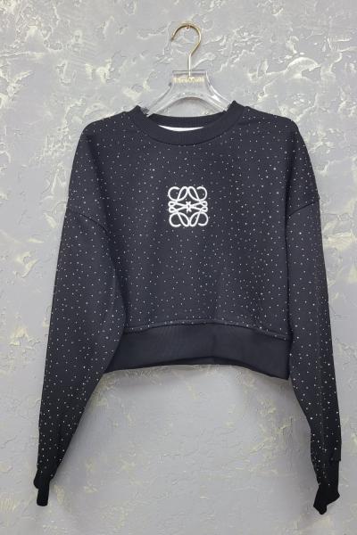 ŞARDONSUZ FULL TAŞLI LOVE İŞLEMELİ SWEAT Siyah