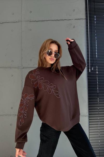 SARMAŞIK ÇİÇEK DETAY SWEAT Acı Kahve