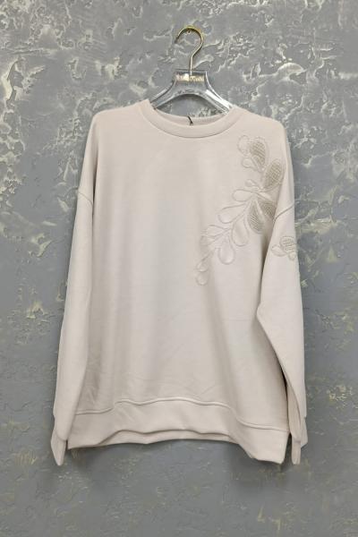 SARMAŞIK ÇİÇEK DETAY SWEAT  Bej