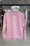 SOL OMUZ TARAF TAŞLI ŞARDONSUZ SWEAT 65 CM  Pembe