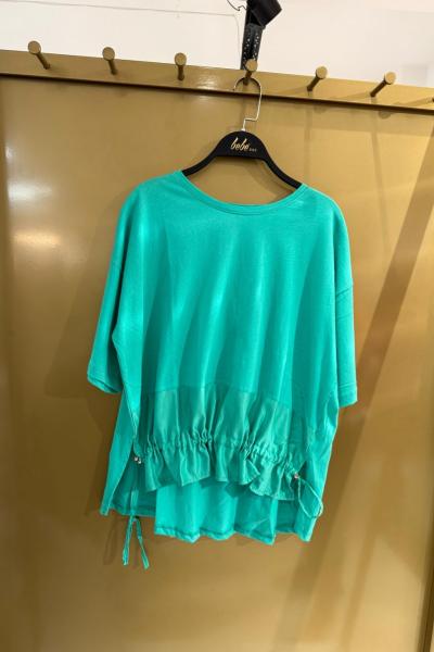 STANDART BEDEN BAYAN BLUZ BÜZGÜLÜ  Turkuaz Lila