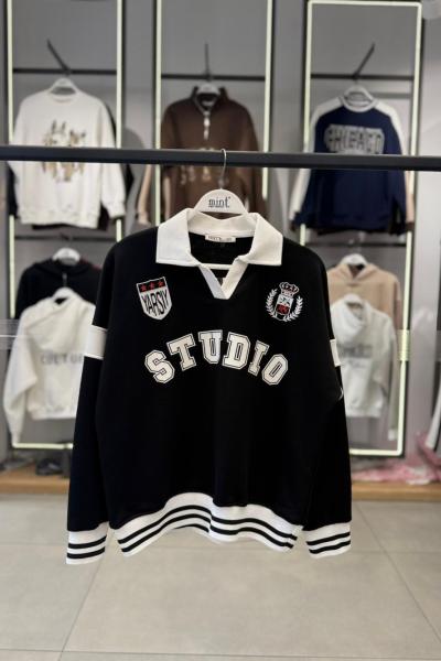 STUDIO YAZILI SWEAT Siyah