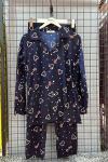 SÜET KUMAŞ KALPLİ FİYONKLU PİJAMA TAKIMI Lacivert