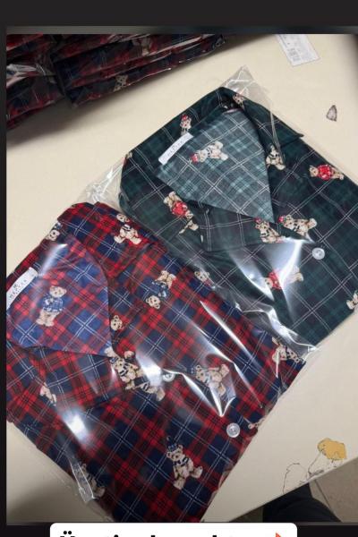 SÜET KUMAŞ AYICIKLI PİJAMA TAKIMI  Yeşil