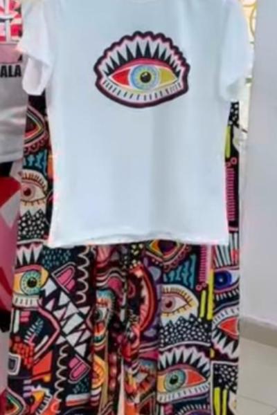 TASARİM İKİLİ GÖZ DETAYLI TAKIM  Beyaz