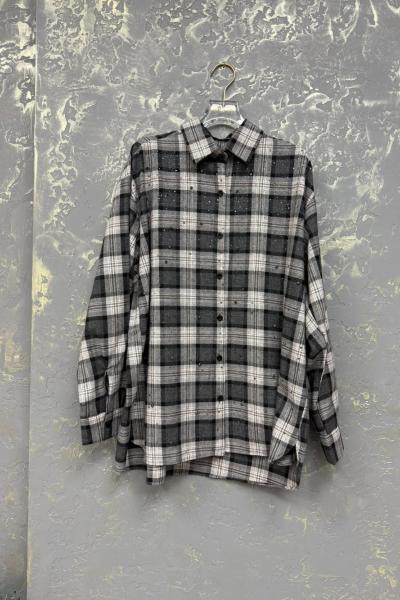 TAŞLI EKOSE ODUNCU GÖMLEK  Antrasit