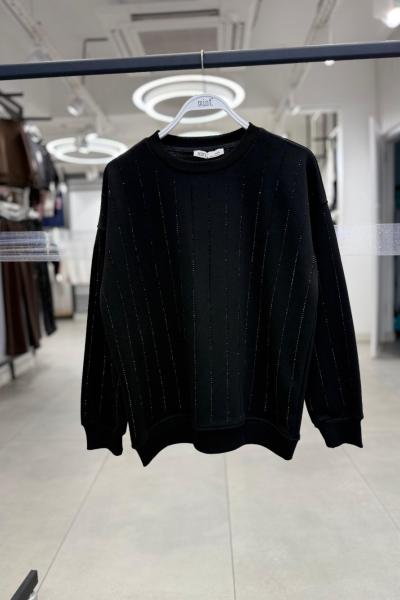 UZUN FULL TAŞLI ŞARDONSUZ SWEAT 65 CM  Siyah