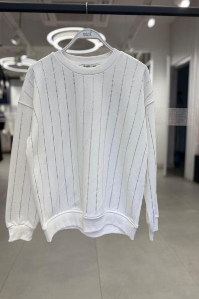 UZUN FULL TAŞLI ŞARDONSUZ SWEAT 65 CM  Beyaz