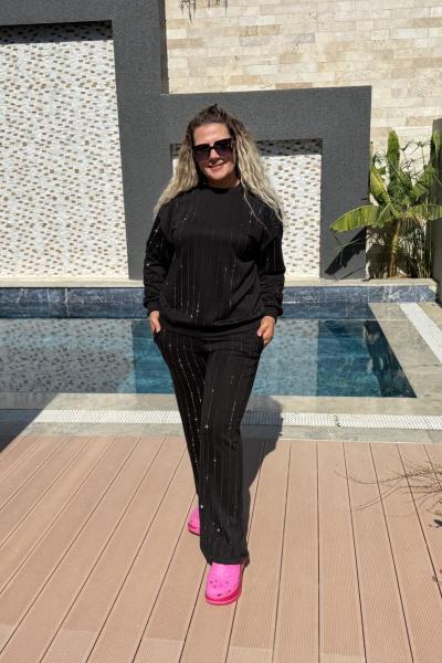 UZUN TAŞLI İKİLİ TAKIM Siyah