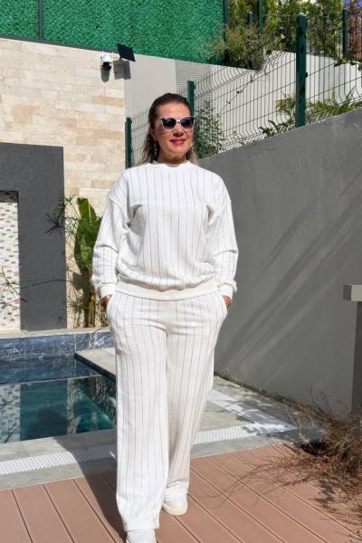 UZUN TAŞLI İKİLİ TAKIM Beyaz