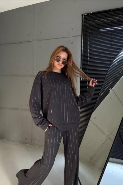 UZUN TAŞLI MODAL KUMAŞ İKİLİ TAKIM Antrasit