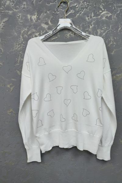 V YAKA KALP DETAY TRİKO KAZAK  Beyaz