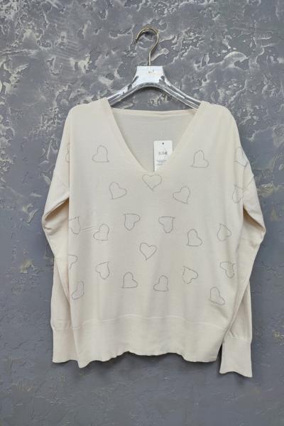 V YAKA KALP DETAY TRİKO KAZAK  Bej
