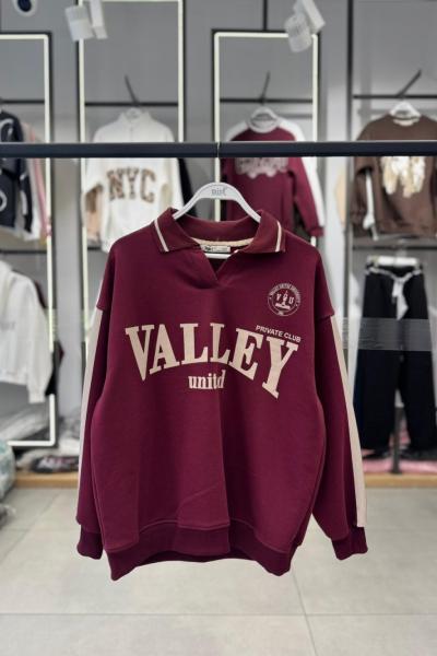 VALLEY YAKALI SWEAT  Bordo