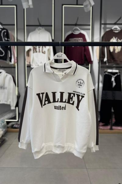 VALLEY YAKALI SWEAT  Beyaz