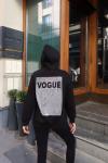 VOGUE YAZILI KAPŞONLU SWEAT  Siyah