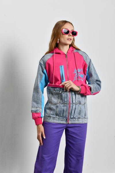 YAZI DETAYLI KOT CEKET Pembe