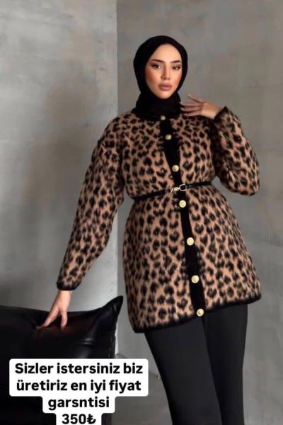 Yumoş Leopar Hırka Siyah