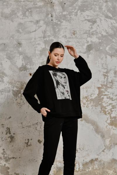 YÜZ BASKILI İKİLİ TAKIM  Siyah