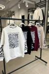 Zebra Desenli Sweatshirt  Beyaz
