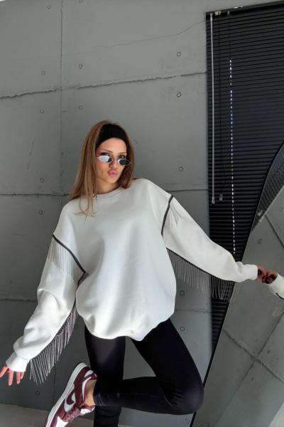 ZİNCİR DETAYLI SWEAT  Beyaz