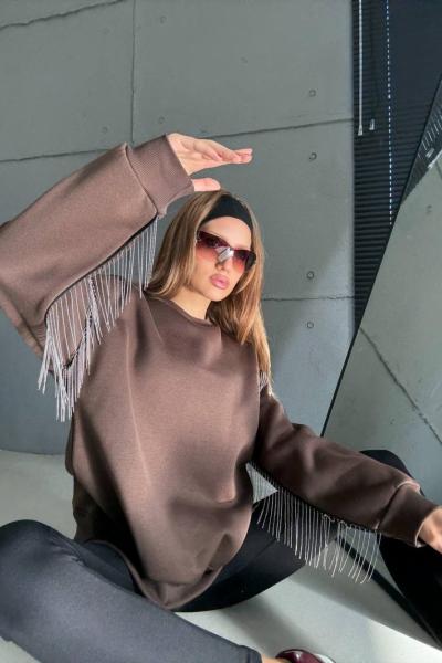 ZİNCİR DETAYLI SWEAT  Acı Kahve