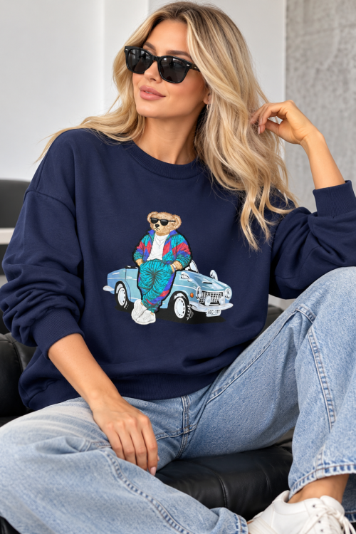 Arabalı seksenler  TEDDY  SWEATSHİRT  Lacivert