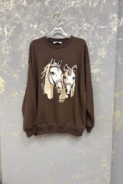 AT BASKILI SWEAT  Acı Kahve