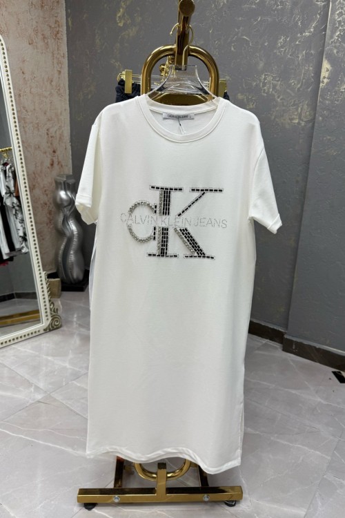 BAYAN CK TASARIM ELBİSE  Beyaz