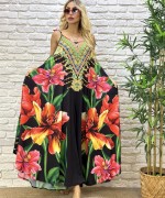 BAYAN PAÇA GÜL DETAYLI TULUM  Siyah