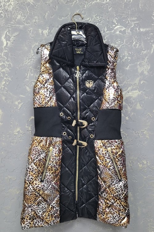 İTHAL LEOPAR DETAYLI YELEK Siyah