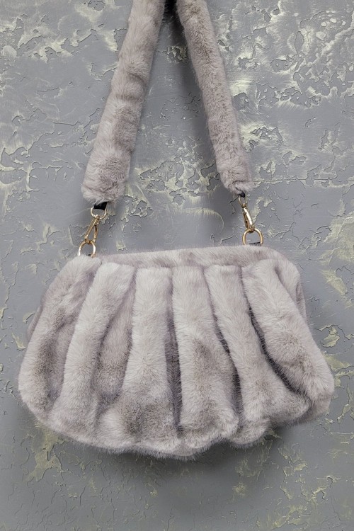 KLİPSLİ PELUŞ ÇANTA  Gri